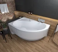ECOLAM Badewanne Wela 160x100 cm links Eckbadewanne + Schürze Acryl Antirutsch-Oberfläche  Acrylwanne Qualitätswanne Ablaufgarnitur Silikon Füße Set