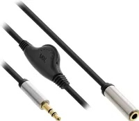 InLine® Slim Audio Kabel Klinke 3,5mm ST / BU, mit Lautstärkeregler, 0,25m