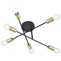 Deckenleuchte Industrial-Nordic Armstrong Stahl Schwarz Messing 6 Lichter E27