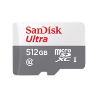 SanDisk Ultra, 512 GB, MicroSDXC, Klasse 10, UHS-I, 100 MB/s, Weiß, Grau