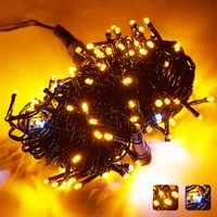 20M 200LEDs LED Fairy Lights Yellow, IP44 Wodoodporne lampki choinkowe do dekoracji wnętrz, ogrodów, choinek, przyjęć weselnych (czarny kabel, tryb stałego światła)