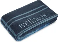 Wellness Saunatuch 80x200 dunkelblau Baumwolle Frottee 480g/m² Stickerei Wellness