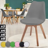 MIADOMODO® Esszimmerstühle 2er 4er 6er 8er Set - Gepolstert mit Sitzkissen, aus Kunststoff & Massivholz, Farbwahl - Küchenstuhl, Stühle (4er, Grau)