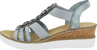 Rieker V38H8-12 Damen Sandalen Sandaletten Keilabsatz Plateau, Größe:39 EU, Farbe:Blau