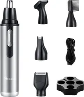 SUEKER Zastřihovač chloupků v nose 4 v 1 Zastřihovač chloupků v uších Zastřihovač vousů/vlasů Zastřihovač obočí Zastřihovač chloupků v obličeji s kabelem USB