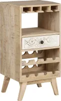 WOMO-DESIGN vinotéka s držákem na sklenice a zásuvkou, přírodní, ručně vyráběná, stojan na víno na 8 lahví z masivního dřeva