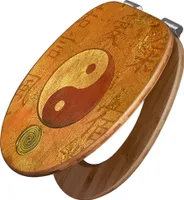 banjado Design WC Sitz Bambus Absenkautomatik -Yin Yang - Toilettendeckel mit Absenkautomatik Holz/hochwertiger Bambus Klodeckel/WC-Sitz für alle gängigen Toiletten [TDB2 12054]