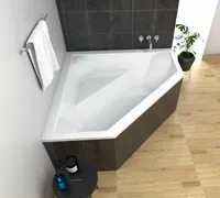 ECOLAM Badewanne Eckbadewanne IRMA 140 x 140 cm Eckwanne + Wanne Acrylwanne Ablaufgarnitur Viega Füße Silikon