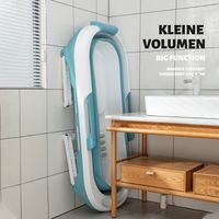 Nackkissen Schwänlein® Faltbare Badewanne Erwachsene Ideal für kleine Badezimmer mit Seifenkorb blau, 138 Praktisch und Tragbar