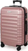 Mofut Reisekoffer, Hartschalen Koffer Trolley Handgepäck Hartschale aus ABS, Trolley Hartschalen-Koffer mit 360° Leichtlauf-Roll(L, Roségold)