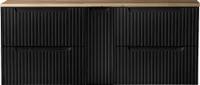 Doppelwaschtisch-Unterschrank 140cm, in schwarz mit Eiche, NEWPORT-56-BLACK