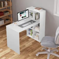 EUGAD Schreibtisch mit Regal links/rechts montierbar, PC Tisch mit Stauraum weiß