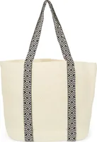 styleBREAKER Damen Papierstroh Strandtasche Einfarbig mit Azteken Muster, Flechttasche Reißverschluss, Schultertasche 02012409
