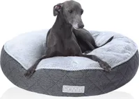 Kuscheliges Plüschbett Hundebett Katzenbett DOTTY - weiches rundes PLÜSCH Kissen für kleine und mittelgroße Hunde und Katzen Schlafplatz Größe M 60 cm