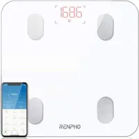 RENPHO ES-26M Elektronische Personenwaage, max. 180 kg Tragkraft, LED-Infodisplay, Körperfettanalyse, Körpermuskelanalyse, Körperwasseranalyse, Speicherfunktion, Bluetooth