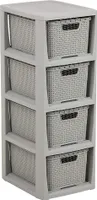 BRANQ Rattan 4 - Badezimmerregal / Badregal mit Schubladen / Ablagefächer