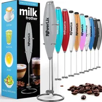 PowerLix Milchaufschäumer Stab, Milchschäumer Elektrisch - mit Edelstahlständer 15-20s, 19000 U/min,