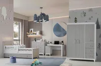 Zostava detskej izby: komoda, skriňa, posteľ, písací stôl JVmoebel