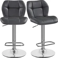 Yaheetech 2er Set Barhocker Barstühle Höhenverstellbar 360°Drehbar Küchenstühle mit Rückenlehne und FußstützeBarstuhl PolyurethanKunstleder 62,5cm - 84,5cm