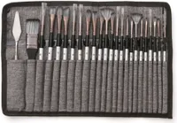 24-teiliges Farbpinselset, verbessertes synthetisches Pinselset mit Stoffrolle und Palettenmesser für Acryl-, Öl-, Aquarell- und Gouachemalerei