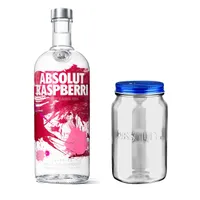 Absolut Vodka Raspberri Set mit Absolut Jar, Wodka Himbeere, Schnaps, Spirituose, Alkohol, Flasche, 40 %, 1 L