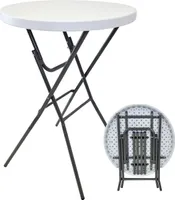 Stehtisch klappbar Ø 80 cm Tischplatte Höhe 110 cm Stahlgestell Partytisch Bistrotisch in Weiß