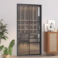 vidaXL Innentür 102,5x201,5 cm Schwarz ESG-Glas und Aluminium