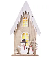 EMOS LED Holzhaus mit Schneemännern DCWW18