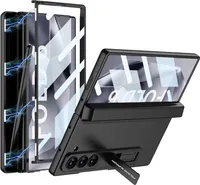 Pouzdro pro Samsung Galaxy Z Fold 6, s držákem na pero, ochranou pantu, tenké pouzdro se stojánkem a ochranou displeje černé