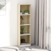 vidaXL Regál 4 přihrádky White Sonoma Oak 40x24x142 odvozený výrobek ze dřeva