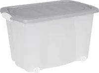 Rollenbox mit Deckel 60x40x32cm 45l Aufbewahrungbox Spielzeugkiste Allzweckbox, Farbe:hellgrau