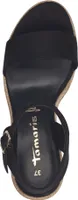 Tamaris Damen Sandalette Espadrilles mit Keilabsatz in Bastoptik 1-28300-42, Größe:40 EU, Farbe:Schwarz