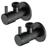ZELURXX Eckventil 1/2 Zoll selbstdichtend, Edelstahl, Absperrventil 1/2 Zoll Eckregelventil, 2er-Set, Schwarz