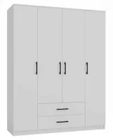 160 cm breit Drehtürenschrank Felix Weiß Kleiderschrank mit 4 Drehtüren Schrank mit 2 Schubladen
