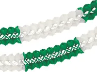 Velká girlanda, papír Ø 16 cm - 10 m zelená/bílá nehořlavá