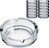 12x Aschenbecher aus Glas klassisch transparent Durchmesser 10,7 cm Höhe 3,5 cm spülmaschinenfest