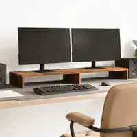vidaXL Podstawka pod monitor o wyglądzie starego drewna 100x27x10 cm materiał drewnopochodny