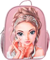 Depesche 12529 TOPModel Glitter Queen - Rucksack in Rosa mit Model-Motiv und Glitzersteinen, Tasche mit verstellbaren Schultergurten, Schwarz