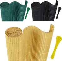 Sessamen-LP Sichtschutzmatte PVC Sichtschutzzaun 180x300cm mit Kabelbindern Standard Sichtschutz Bambus Windschutz für Garten Balkon und Terrasse-Interne W-Struktur Verstärkte Lamellen - Bambus