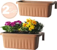 2x Blumenkasten Balkongeländer Balkon Blumenkasten Balkonkasten mit Halterung Balkonkasten Geländerkasten Balkonkasten mit Wasserspeicher 60 cm Terrakotta