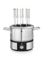 WMF Lono Fondueset für 8 Personen, Fondue elektrisch, 1400 W, Temperaturregulierung, Gabel-Halterung, Induktionstopf 1,2l, Hot Pot, edelstahl matt