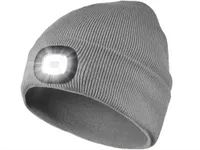 LED Mütze mit Licht, Beleuchtete Mütze Aufladbar USB für Männer und Frauen, Einstellbare Helligkeit Stirnlampe Winter Beanie Mütze mit Licht, Uni Wint