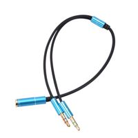 Audio splitter kabel Adaptér Y Headset 3,5mm jack zásuvka > 2x zástrčka modrá