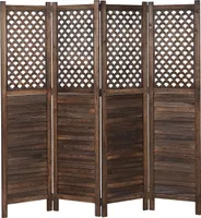 Paravent HWC-A84, Raumteiler Trennwand Sichtschutz, Ornamente 170x161cm  braun