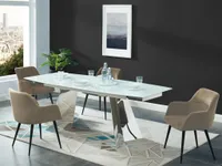 Stuhl 6er-Set - Stoff & Metall - Beige - HEKA