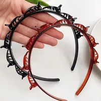 Haarband mit Spangen, Stück Haarreifen mit Klammern und Zacken für Damen, Frisurenhilfe Haarreif mit Klammern, Haarspangen mit Haarklammer Braun