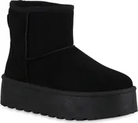 VAN HILL Damen Warm Gefütterte Winter Boots Bequeme Profil-Sohle Schuhe 840754, Farbe: Schwarz, Größe: 40