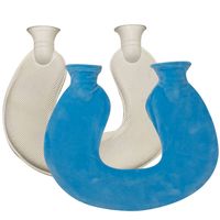 1L U-förmige geruchlose Wärmflasche aus Gummi mit Fleeceüberzug und Deckel Heiße Kompresse, Schulterwärmer und Nackenschutz, Wärmflasche aus Gummi mit Wassereinspritzung(Navy blau)