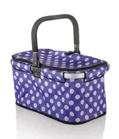 Genius - Alu Faltkorb Falko Einkaufskorb Lila Weiß Punkte 26L Picknickkorb 14316