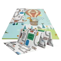 TULANO Gioco 10 | Mata dla dzieci Dwustronna mata do zabawy Mata do raczkowania 180x200x1cm | Podstawa z pianki XPE | Antypoślizgowa Wodoodporna Przenośna | Jazda miejska / balonem